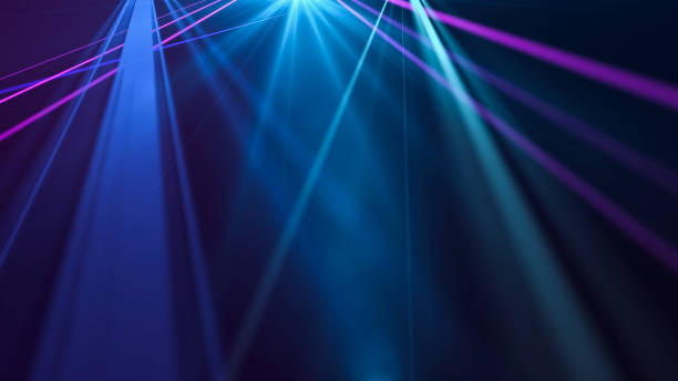 istock Abstract blue and violet laser light from top. Copy space, product placement background, 3D rendering 1270192925