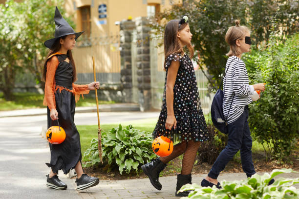 istock Children in Halloween costumes 1270193526