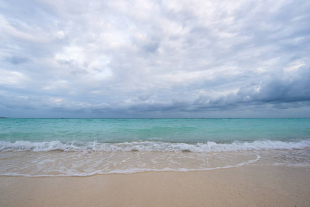 tropical storm is approaching the beach - textured nature hurricane caribbean sea imagens e fotografias de stock