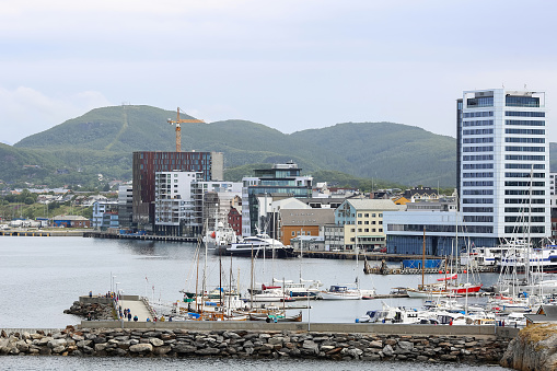 Marina and panorama of the Norwegian town Bodoe