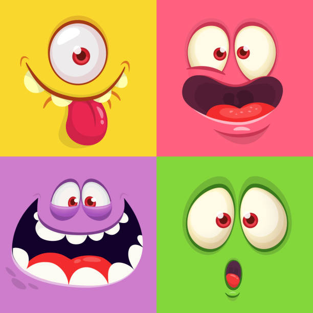 Cartoon Monster Faces Set Vector Collection Of Four Halloween Monster  Avatars With Different Face Expressions Isolated Stock Illustration -  Download Image Now - iStock