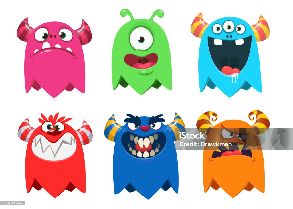 Funny Cartoon Monsters Set Of Cartoon Vector Monsters Isolated Stock  Illustration - Download Image Now - iStock
