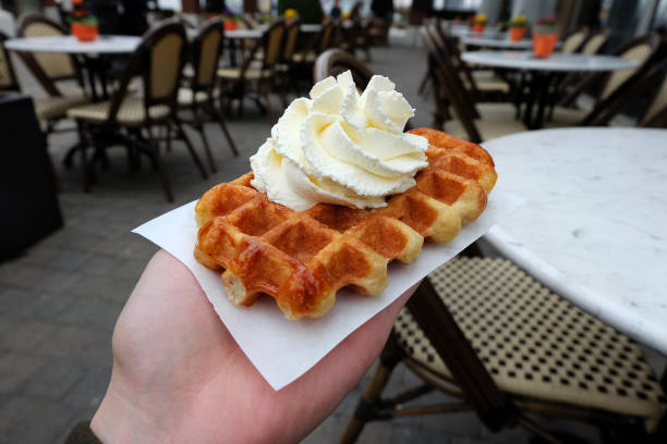 istock Whipped cream on classic butter waffles 1270196013