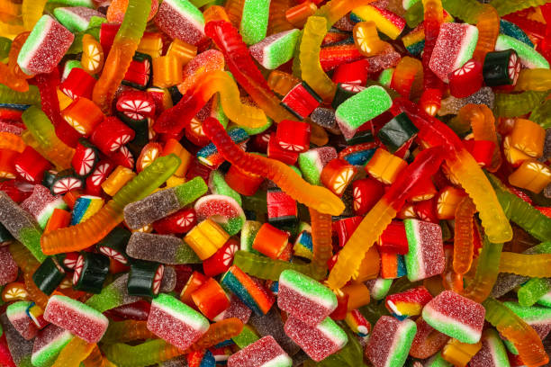 istock Assorted gummy candies. Top view. Jelly  sweets background. 1270197613