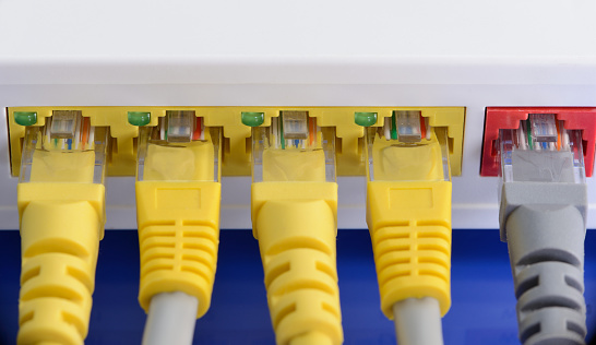 Different Router Plugs Modem Router Switch With Rj45 Ethernet Plug Ports Stock Photo ...