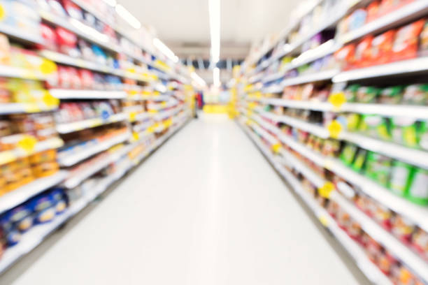 istock Supermarket aisle and shelves blurred abstract background 1270199061