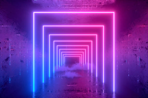 istock 3d abstract background with ultraviolet neon lights, glowing lines 1270199064