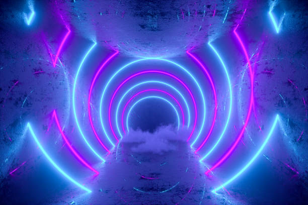istock 3d abstract background with ultraviolet neon lights, glowing lines 1270199154