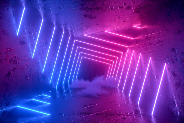 istock 3d abstract background with ultraviolet neon lights, glowing lines 1270199273