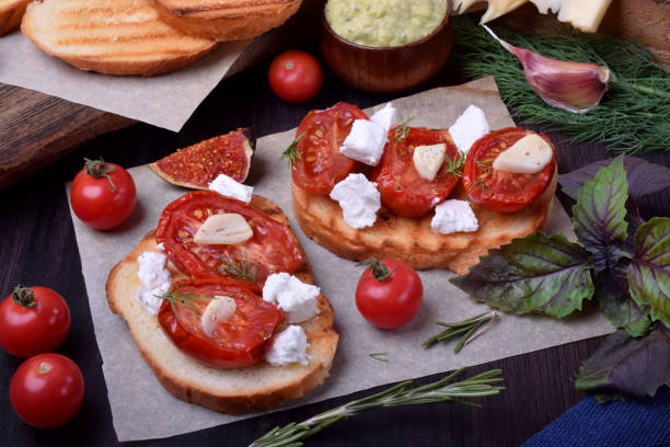 istock Bruschetta with sun dried cherry tomatoes 1270200176