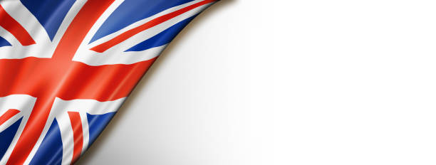 drapeau britannique isolé sur la bannière blanche - british currency currency nobility financial item photos et images de collection