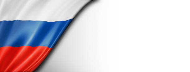 Russia flag isolated on white. Horizontal panoramic banner.