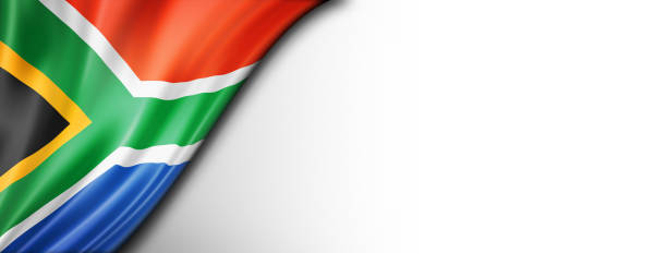 South African flag isolated on white banner South Africa flag isolated on white. Horizontal panoramic banner. south africa flag stock pictures, royalty-free photos & images
