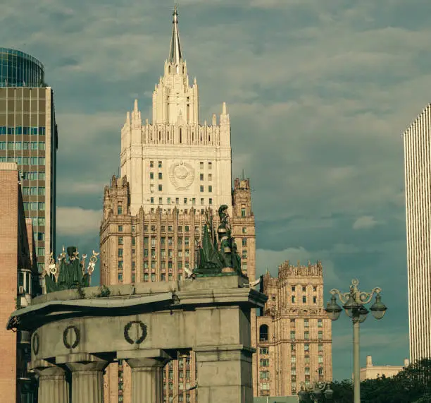 The building of the Ministry of foreign Affairs of Russia in Moscow in the evening light