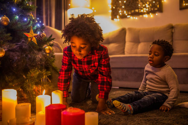 istock Beautiful Black boy at Christmas 1270205093