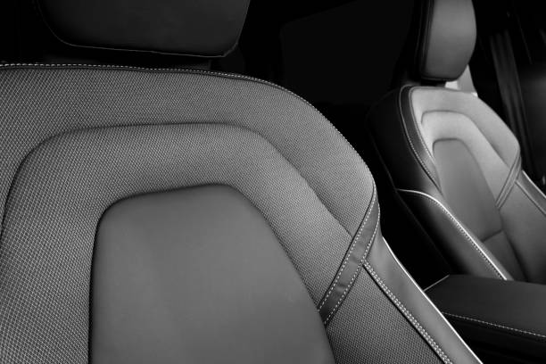 istock Black leather driver's and passenger's seat of a vehicle 1270209663