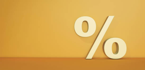 istock Percentage sign on orange background, business and accounts concept 1270209860