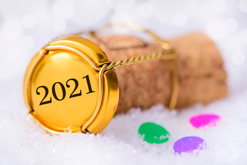 Champagne cork with year date 2021
