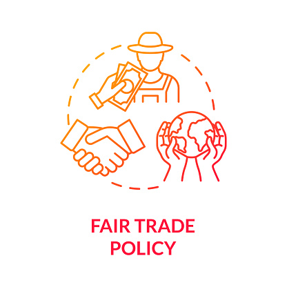 Fair trade policy red gradient concept icon. Professional partnership and corporate networking. Responsible business idea thin line illustration. Vector isolated outline RGB color drawing