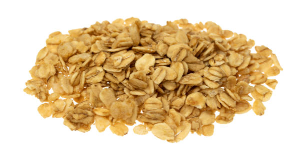 istock Side angle view of a portion of brown sugar oat granola 1270223620