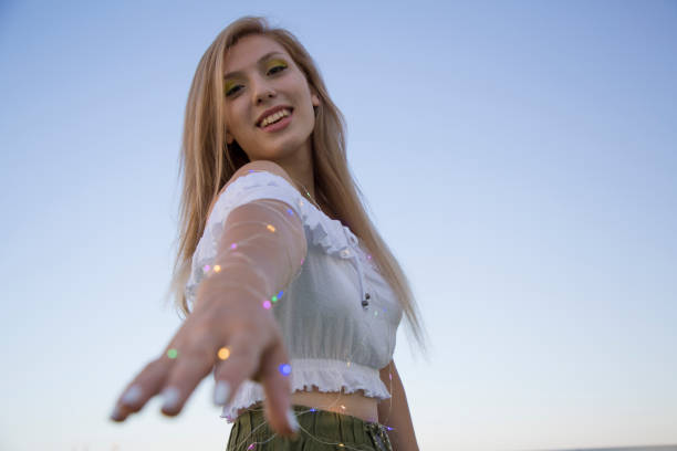 istock Collage with female portrait with lights 1270225893