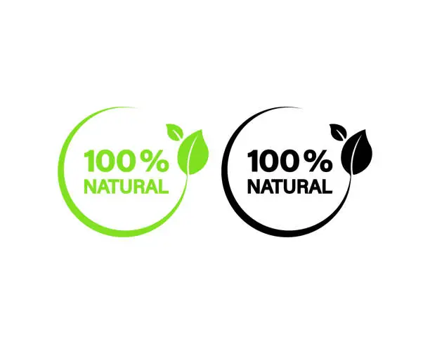 Vector illustration of 100 percentnatural icon. Organic sign. Vector on isolated white background. EPS 10