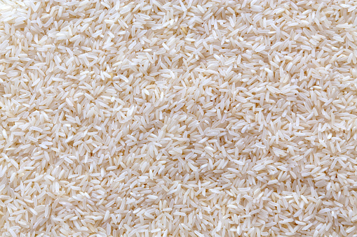 Close up rice grain. basmati rice food background.Healthy food.