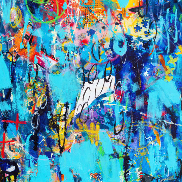 istock Hand drawn modern Multi Colored mixed media art canvas 1270228660
