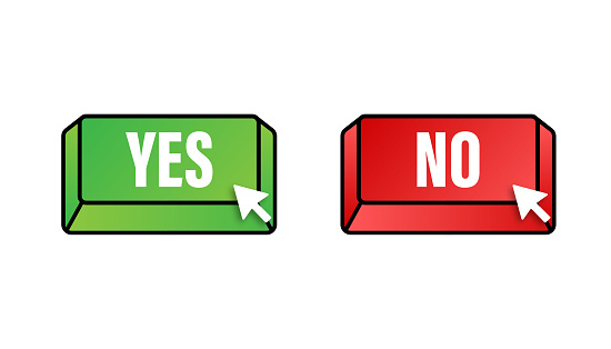 Yes and No button. Feedback concept. Positive feedback concept. Choice button icon. Vector stock illustration