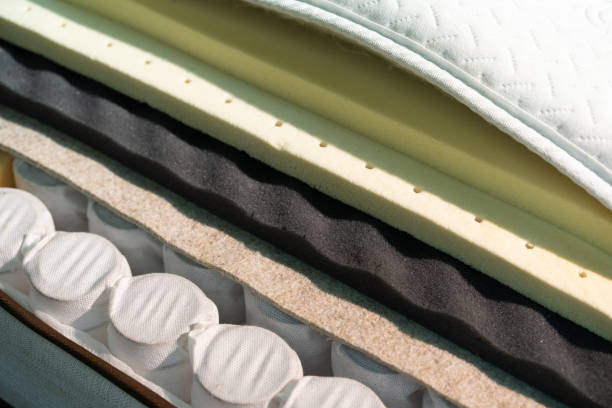 Mattress filler. Coconut coir, Nature para latex rubber, memory foam independent spring. The concept of filling a mattress Mattress filler. Coconut coir, Nature para latex rubber, memory foam independent spring. The concept of filling a mattress. Technology Concept bed of hay stock pictures, royalty-free photos & images