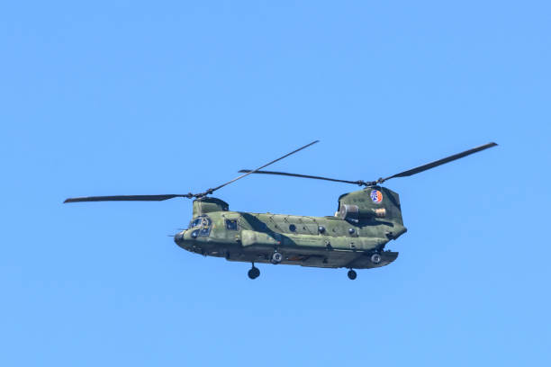 boeing ch-47 chinook śmigłowiec transportowy holenderskich królewskich sił powietrznych w locie - chinook wind zdjęcia i obrazy z banku zdjęć