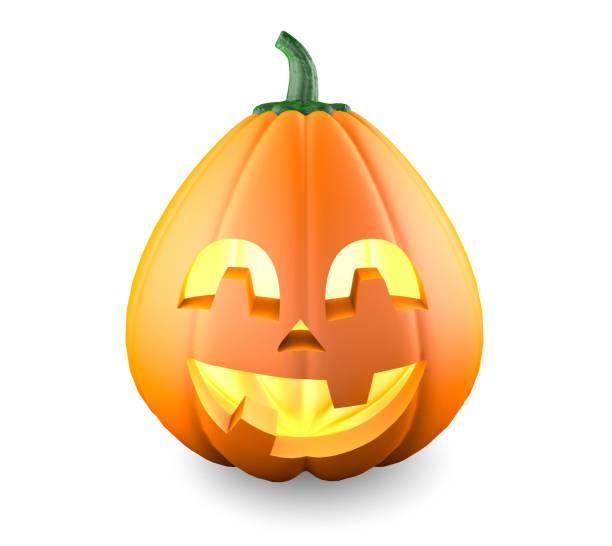 Halloween pumpkin. Smiling funny face. Isolated on white background.
