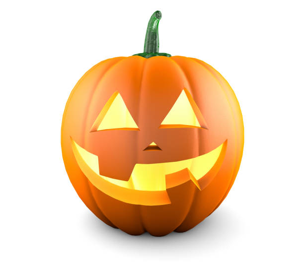 istock Halloween pumpkin. Smiling funny face. Isolated on white background 1270231955
