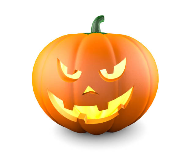 istock Halloween pumpkin. Angry face. Isolated on white background 1270231968