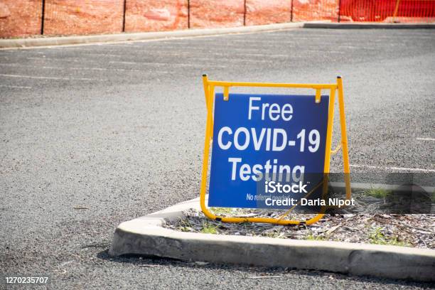 Free Covid19 Testing Drive Through Testing Clinic Sign On A Road At Barden Ridge Nsw Australia Stock Photo - Download Image Now