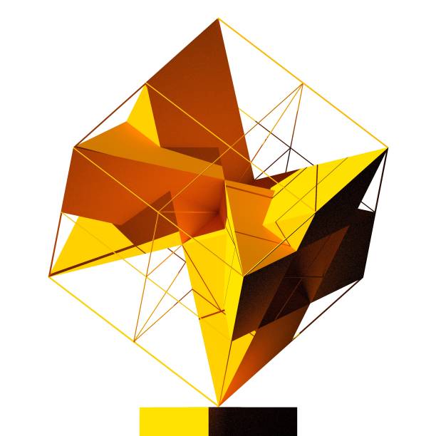 istock Abstract modern sculpture. 3D geometric composition. Volumetric figure in the cube frame. 3D render. 1270238693