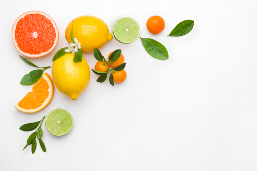 Limes on a white background