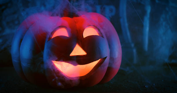 istock Halloween decoration with Jack O' Lantern and mist 1270241446