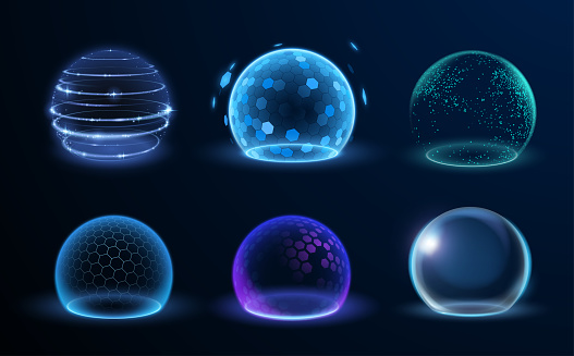 Different energy protection spheres set in vector