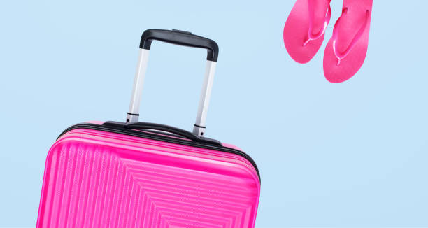 istock Blue Pink Trunks Suitcases Luggage Travel Things 1270249604