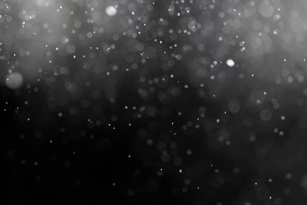 istock Silver bokeh defocus dark abstract background. Silver festive Christmas lights. Glitter twinkled black and white background 1270260317