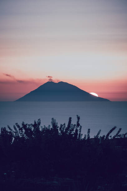 istock Stromoboli Volcano at sunset from Tropea 1270263091