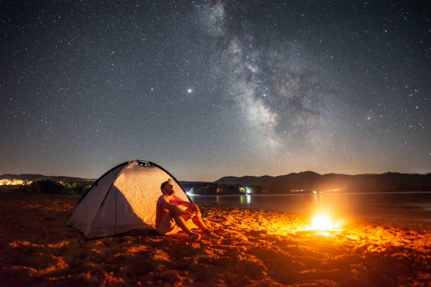 istock Lonely Camper under Milky Way in the mountain 1270263348
