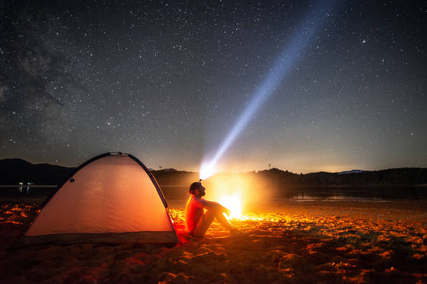 istock Lonely Camper under Milky Way in the mountain 1270263350