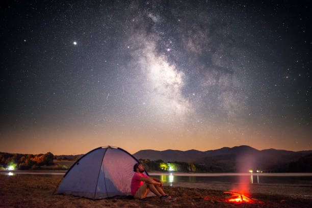 istock Lonely Camper under Milky Way in the mountain 1270263537