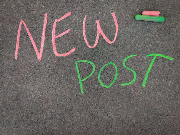 istock The inscription text on the grey board,NEW POST. Using color chalk pieces 1270266474