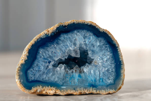istock Geode with crystals of light-blue color. 1270269068