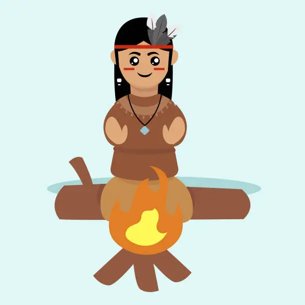 Vector illustration of Native American mascot design illustration