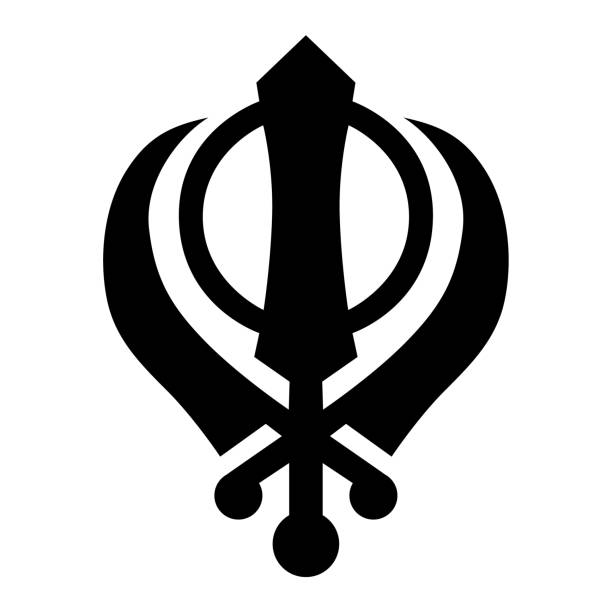 illustrazioni stock, clip art, cartoni animati e icone di tendenza di simbolo khanda. religione sikhismo - sikhism