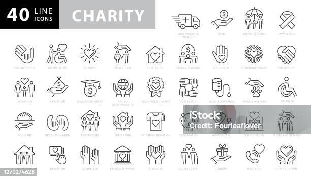 Ilustración de Iconos De Líneas De Caridad Y Donación Trazo Editable Pixel Perfecto Para Móviles Y Web Contiene Iconos Como Caridad Donación Donación Donación De Alimentos Trabajo En Equipo Alivio y más Vectores Libres de Derechos de Ícono